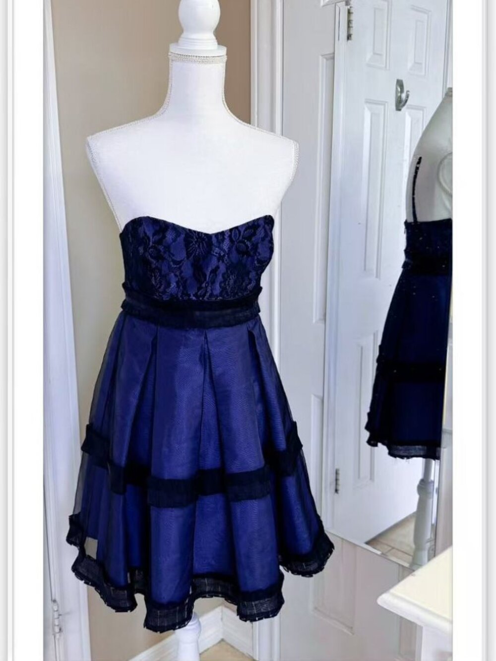 BCBG dark lace trim tiers cocktail dress size 6
